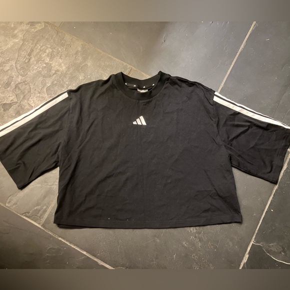 adidas Tops - Adidas Women’s Size XL Black Tee with White Sleeve Stripes